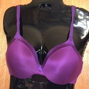 Maidenform 36B plum purple comfort devotion satin trim padded underwire bra EUC